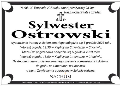 Ś.P. Sylwester Ostrowski